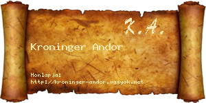 Kroninger Andor névjegykártya